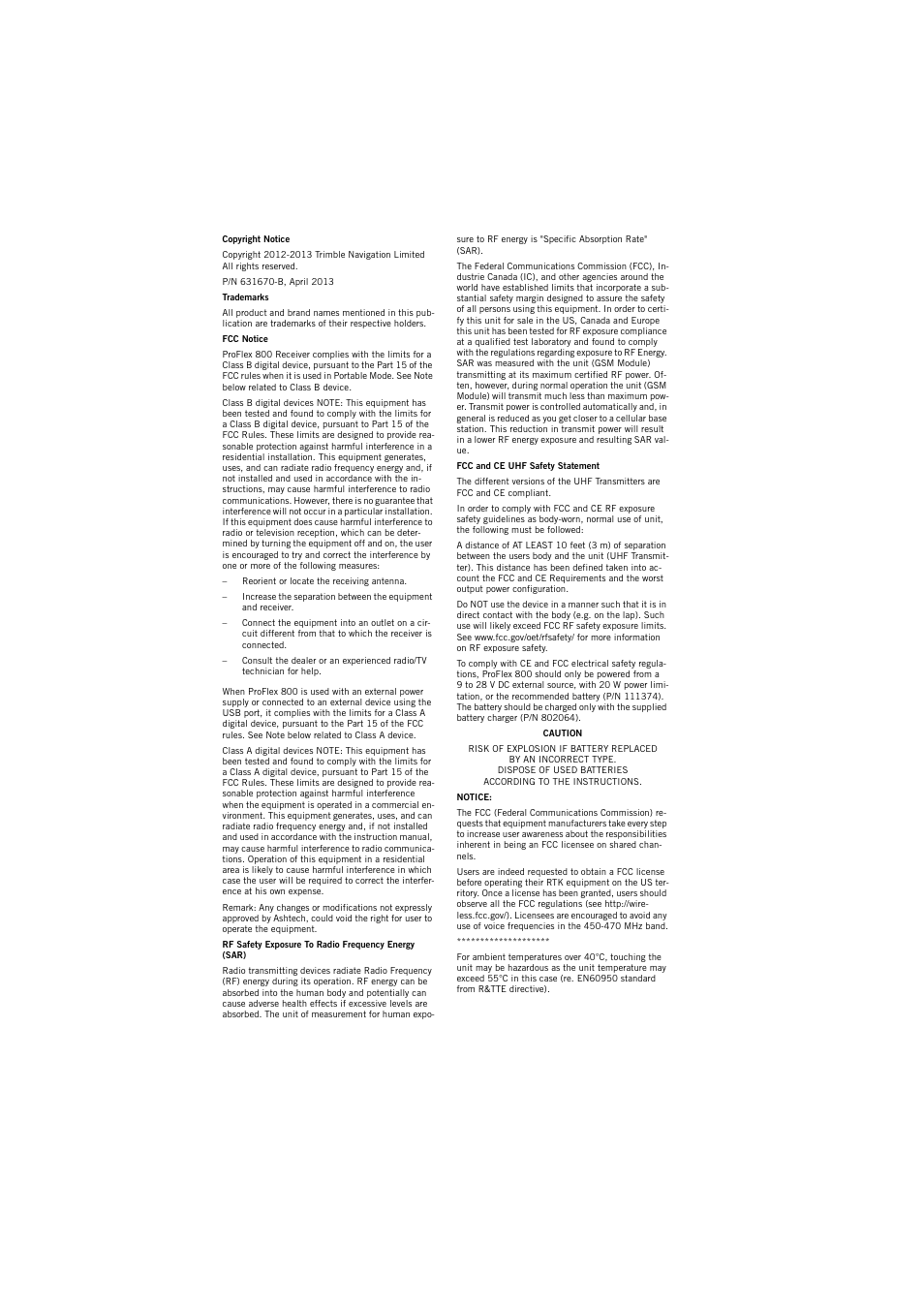 Spectra Precision ProFlex 800 Reference Manual User Manual | Page 2 / 748