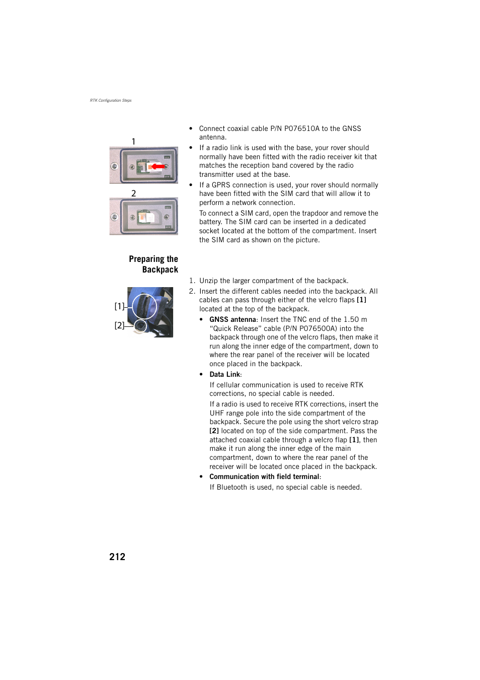 Preparing the backpack | Spectra Precision ProFlex 800 Reference Manual User Manual | Page 226 / 748