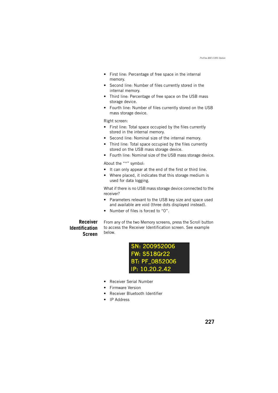 Receiver identification screen | Spectra Precision ProFlex 800 Reference Manual User Manual | Page 241 / 748