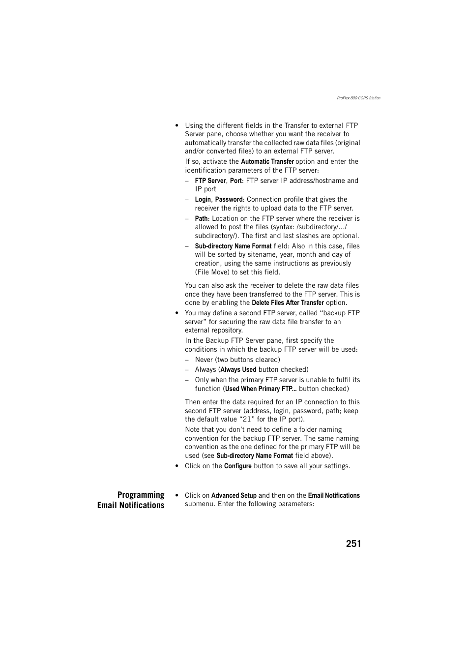 Programming email notifications | Spectra Precision ProFlex 800 Reference Manual User Manual | Page 265 / 748
