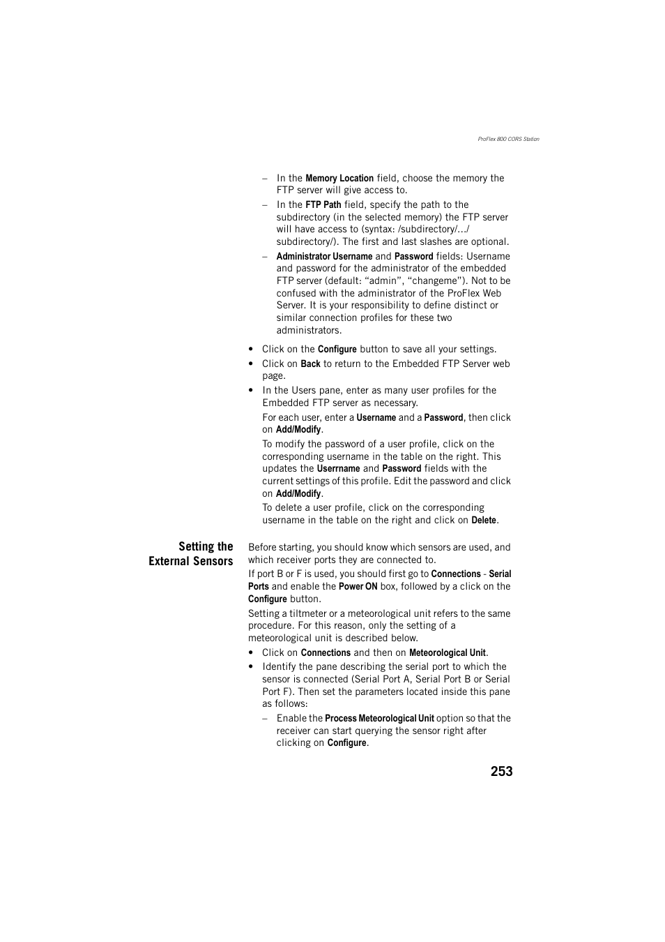 Setting the external sensors | Spectra Precision ProFlex 800 Reference Manual User Manual | Page 267 / 748
