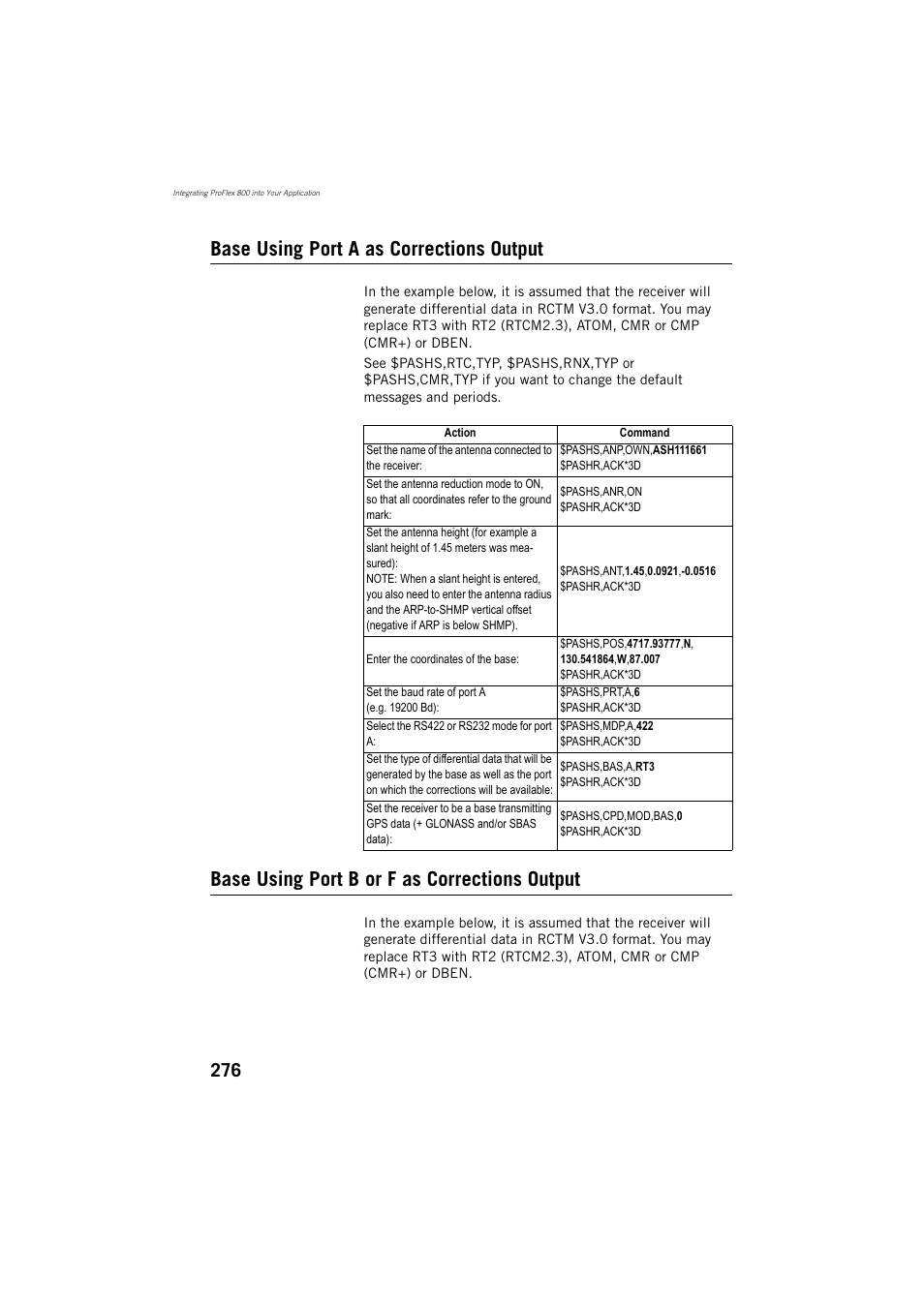 Base using port a as corrections output, Base using port b or f as corrections output | Spectra Precision ProFlex 800 Reference Manual User Manual | Page 290 / 748