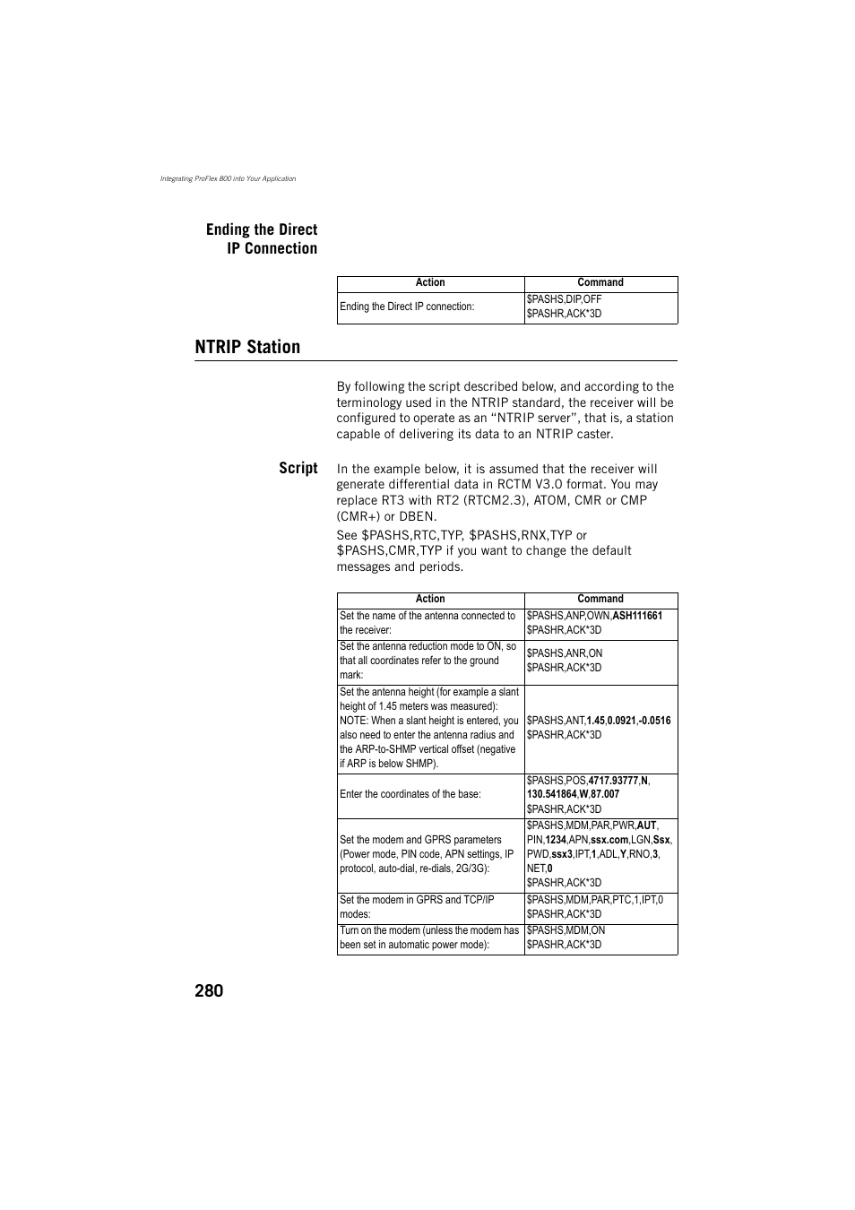 Ending the direct ip connection, Ntrip station, Script | Spectra Precision ProFlex 800 Reference Manual User Manual | Page 294 / 748