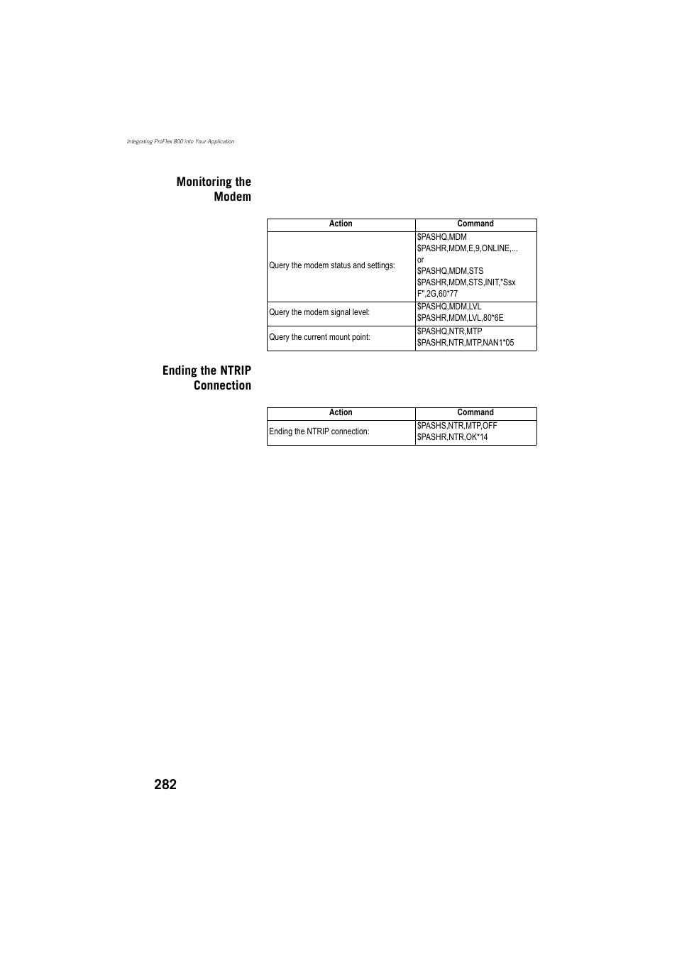 Monitoring the modem, Ending the ntrip connection, Monitoring the modem ending the ntrip connection | Spectra Precision ProFlex 800 Reference Manual User Manual | Page 296 / 748