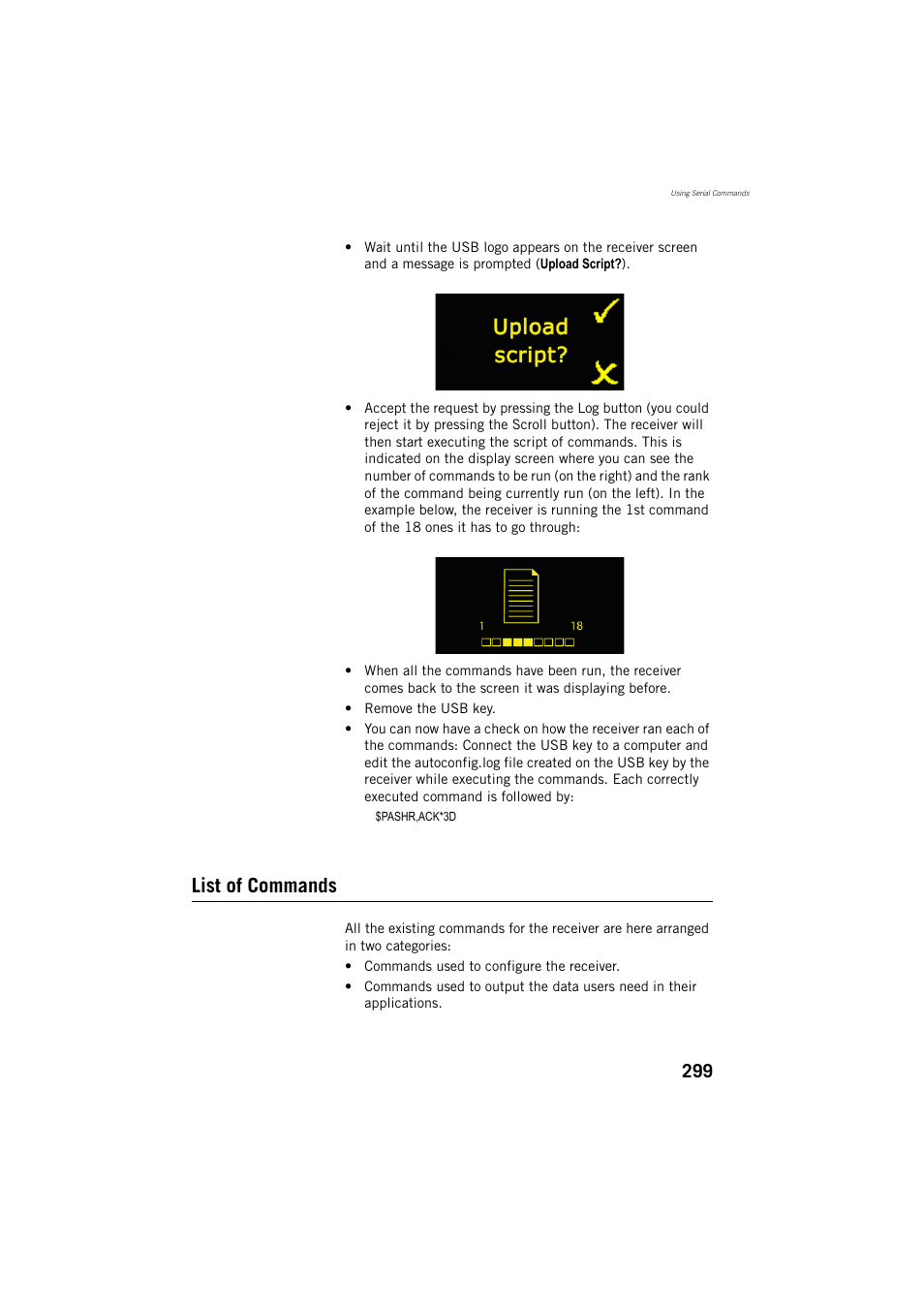 List of commands | Spectra Precision ProFlex 800 Reference Manual User Manual | Page 313 / 748