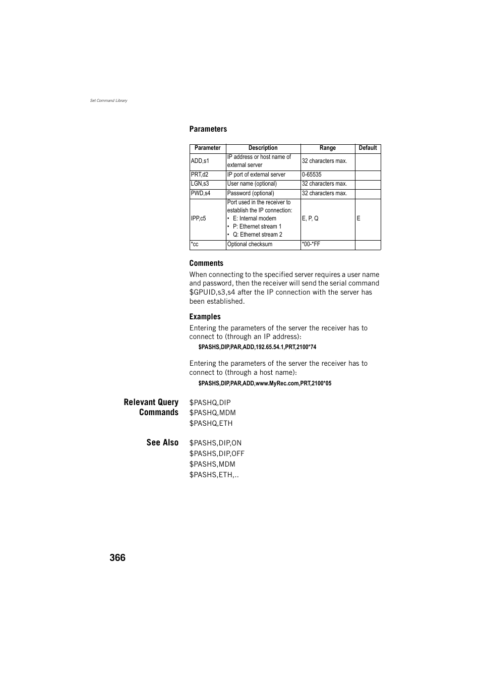 Relevant query commands, See also | Spectra Precision ProFlex 800 Reference Manual User Manual | Page 380 / 748