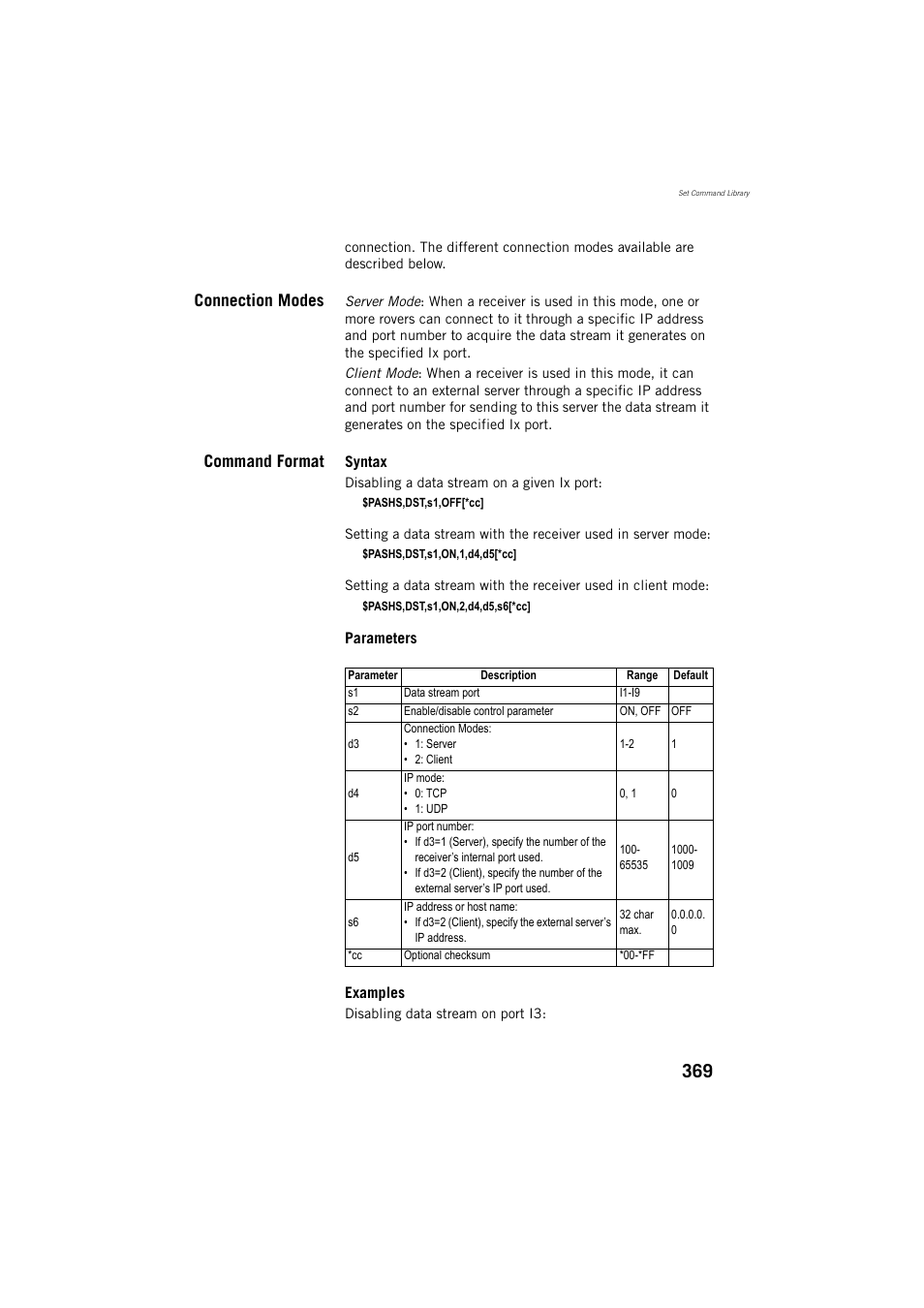 Connection modes, Command format | Spectra Precision ProFlex 800 Reference Manual User Manual | Page 383 / 748