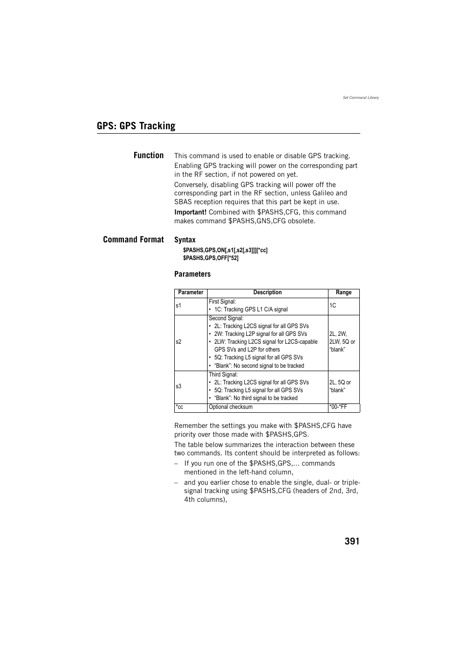 Gps: gps tracking, Function, Command format | Spectra Precision ProFlex 800 Reference Manual User Manual | Page 405 / 748
