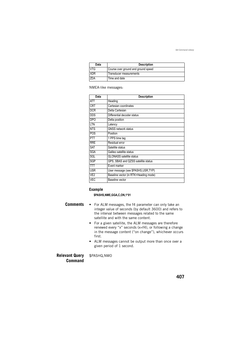 Comments, Relevant query command | Spectra Precision ProFlex 800 Reference Manual User Manual | Page 421 / 748
