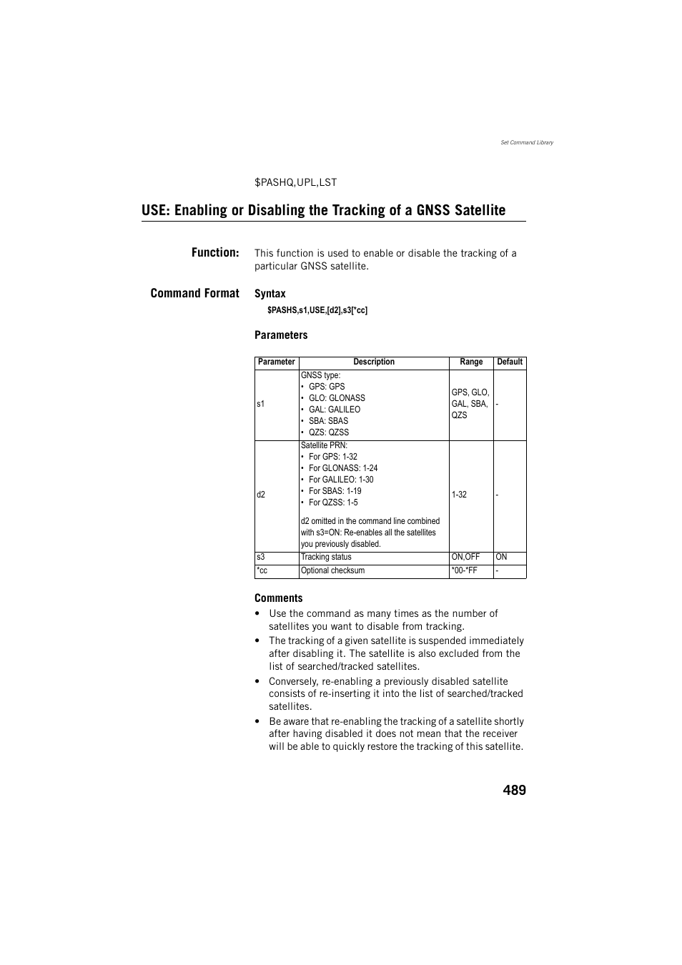 Function, Command format | Spectra Precision ProFlex 800 Reference Manual User Manual | Page 503 / 748