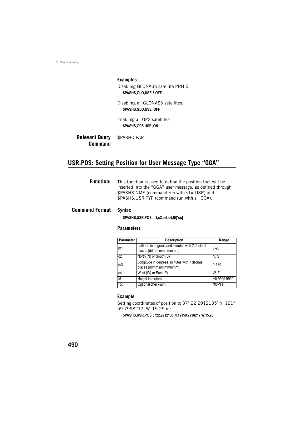 Relevant query command, Function, Command format | Spectra Precision ProFlex 800 Reference Manual User Manual | Page 504 / 748