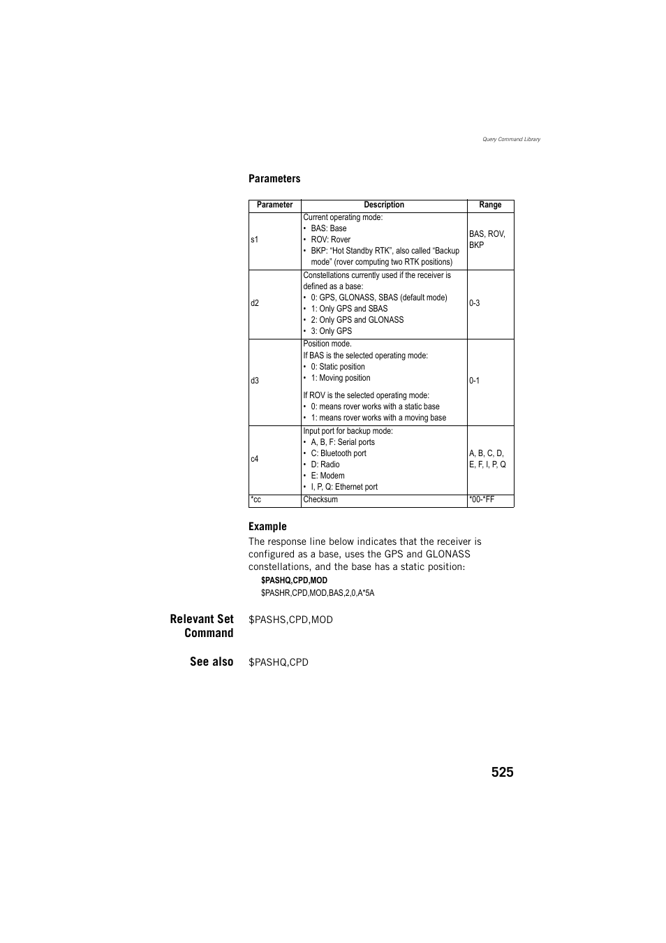 Relevant set command, See also | Spectra Precision ProFlex 800 Reference Manual User Manual | Page 539 / 748