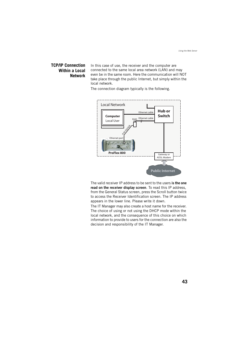 Tcp/ip connection within a local network | Spectra Precision ProFlex 800 Reference Manual User Manual | Page 57 / 748
