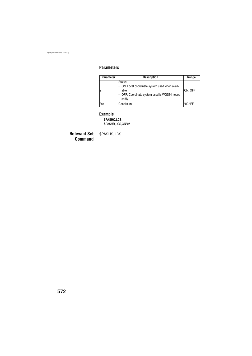 Relevant set command | Spectra Precision ProFlex 800 Reference Manual User Manual | Page 586 / 748