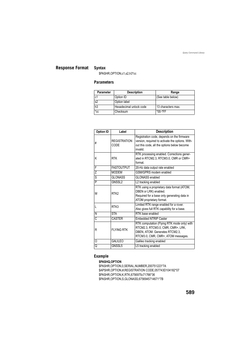 Response format | Spectra Precision ProFlex 800 Reference Manual User Manual | Page 603 / 748