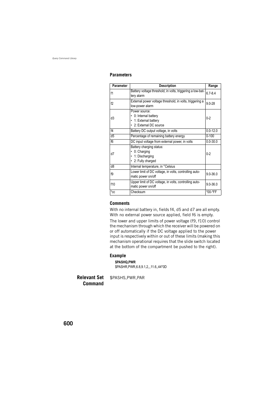 Relevant set command | Spectra Precision ProFlex 800 Reference Manual User Manual | Page 614 / 748