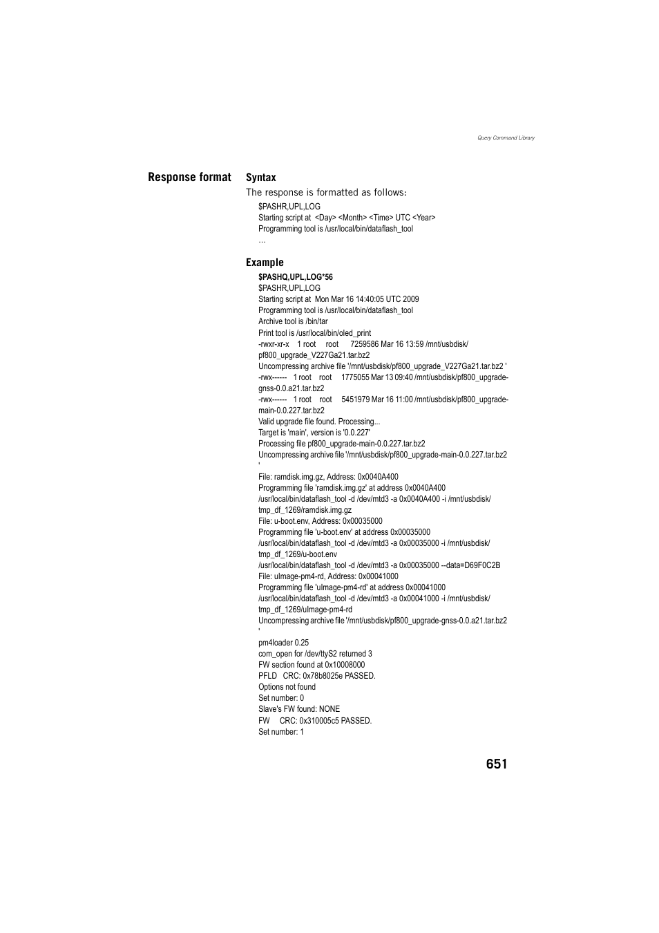 Response format | Spectra Precision ProFlex 800 Reference Manual User Manual | Page 665 / 748