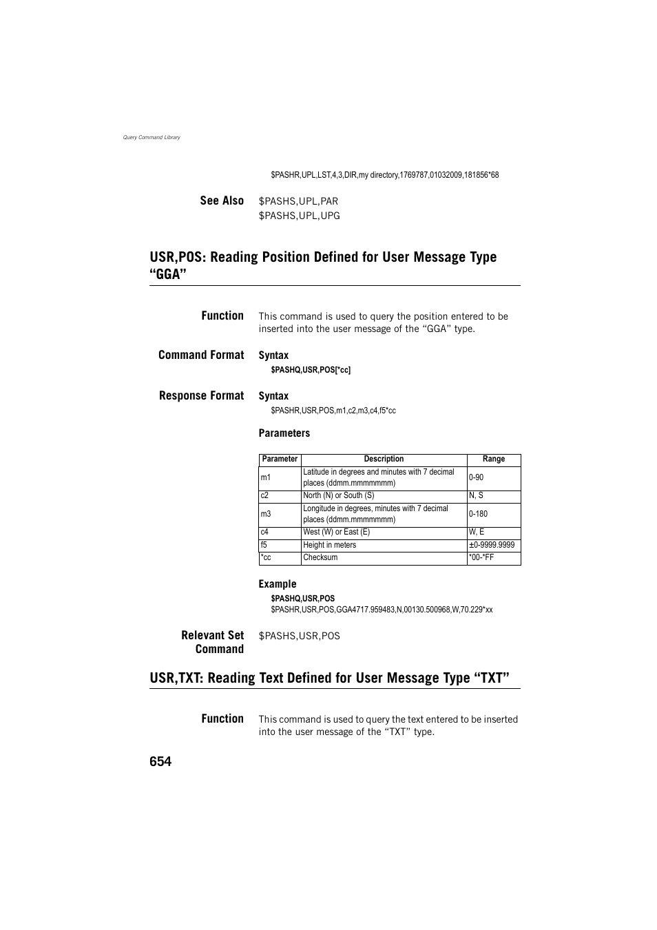See also, Function, Command format | Response format, Relevant set command | Spectra Precision ProFlex 800 Reference Manual User Manual | Page 668 / 748