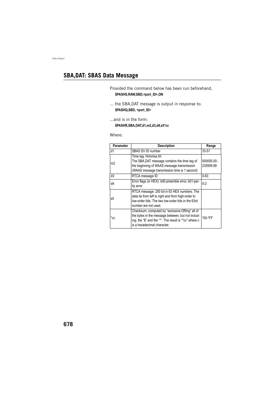 Sba,dat: sbas data message | Spectra Precision ProFlex 800 Reference Manual User Manual | Page 692 / 748