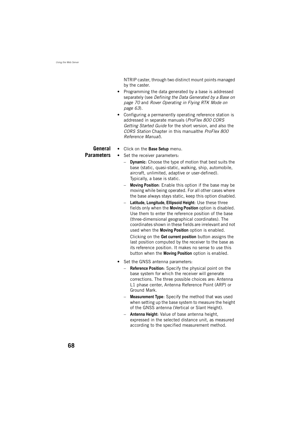 General parameters | Spectra Precision ProFlex 800 Reference Manual User Manual | Page 82 / 748