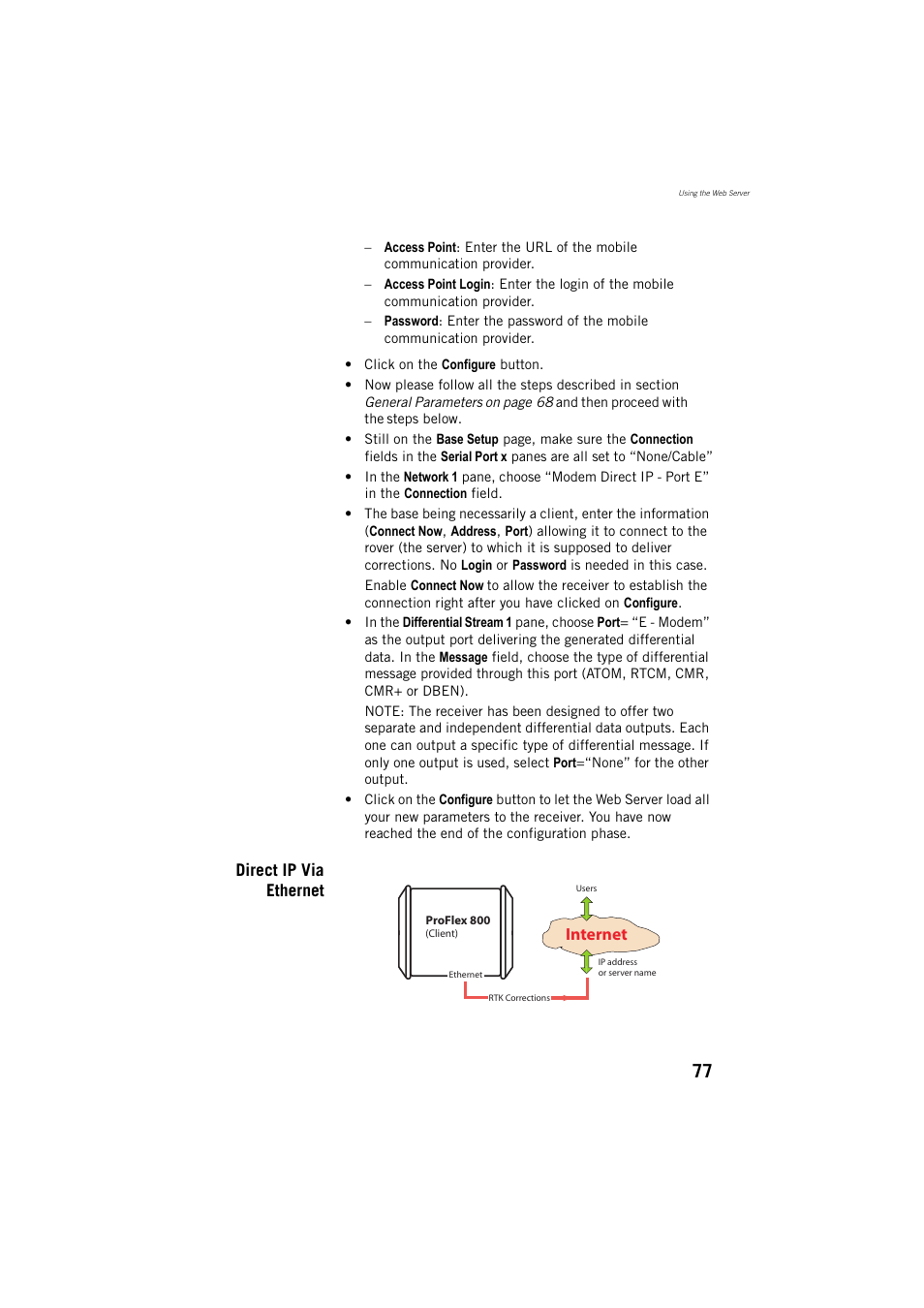 Direct ip via ethernet | Spectra Precision ProFlex 800 Reference Manual User Manual | Page 91 / 748