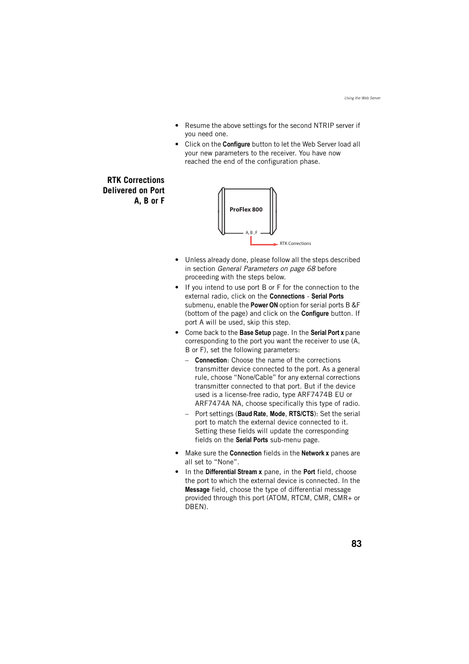 Rtk corrections delivered on port a, b or f | Spectra Precision ProFlex 800 Reference Manual User Manual | Page 97 / 748