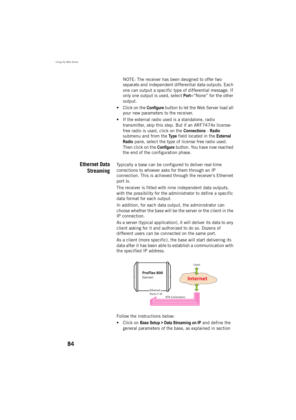 Ethernet data streaming | Spectra Precision ProFlex 800 Reference Manual User Manual | Page 98 / 748
