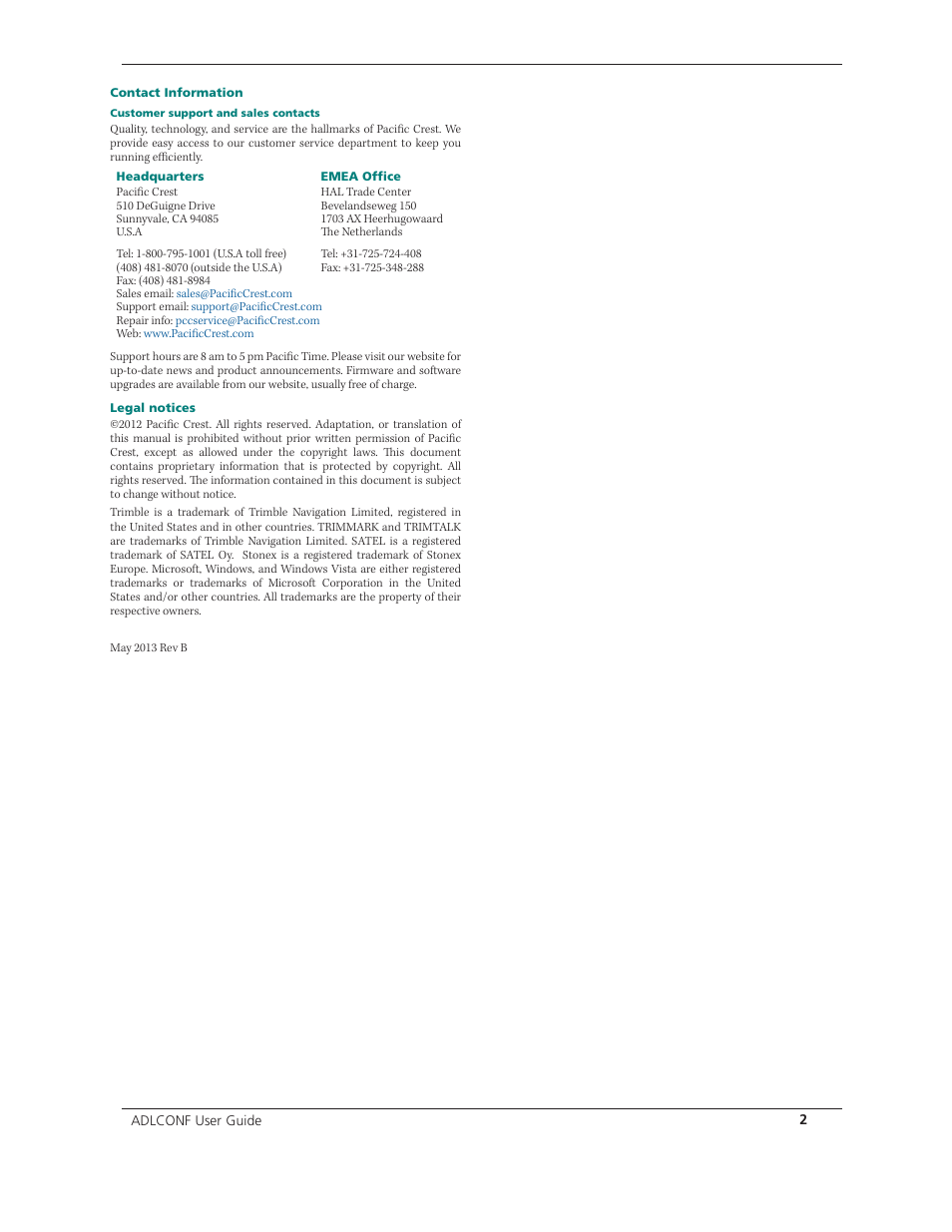 Spectra Precision ADLCONF User Guide User Manual | Page 2 / 36