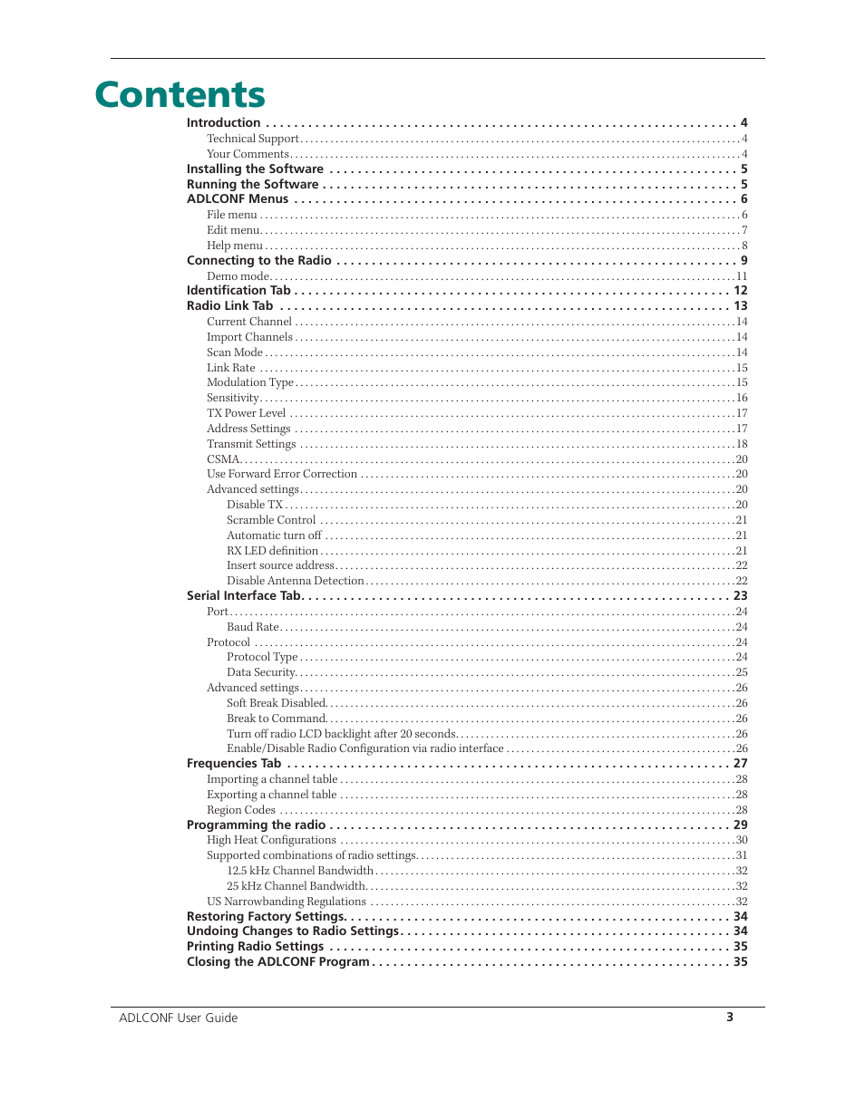 Spectra Precision ADLCONF User Guide User Manual | Page 3 / 36