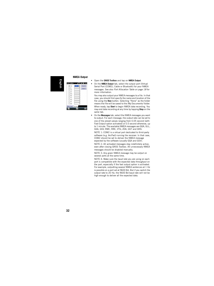 Nmea output | Spectra Precision ProMark 120/220 Handheld Platform User Manual | Page 38 / 46