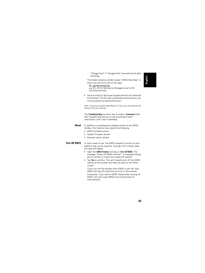 About, Turn off gnss, About turn off gnss | Spectra Precision ProMark 120/220 Handheld Platform User Manual | Page 41 / 46