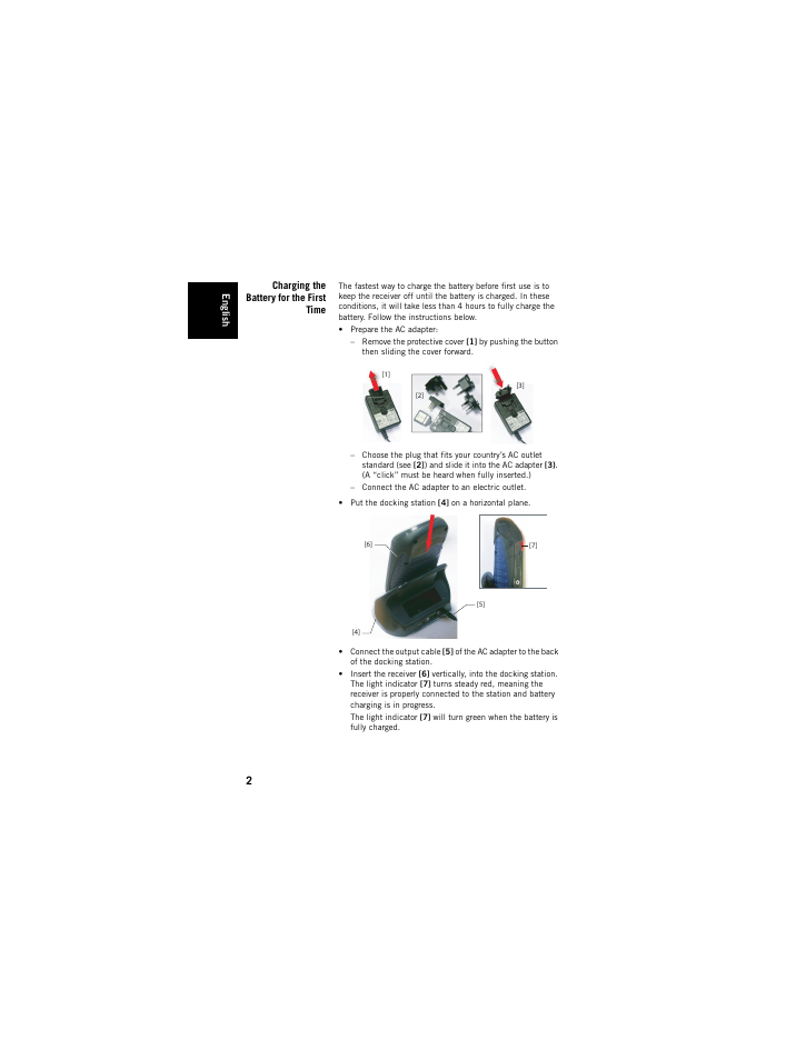 Charging the battery for the first time | Spectra Precision ProMark 120/220 Handheld Platform User Manual | Page 8 / 46
