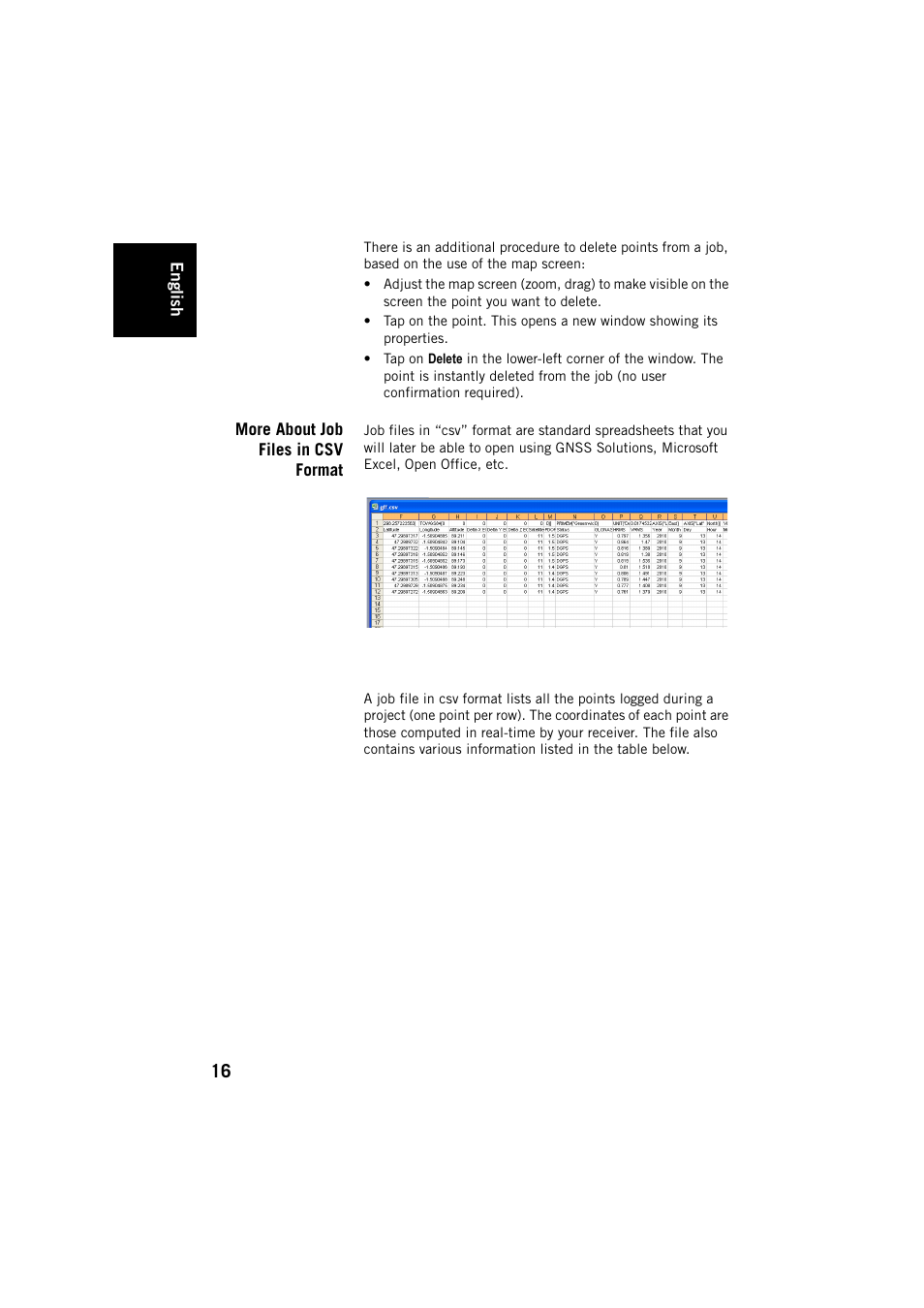 More about job files in csv format | Spectra Precision ProMark Field Software User Manual | Page 22 / 72