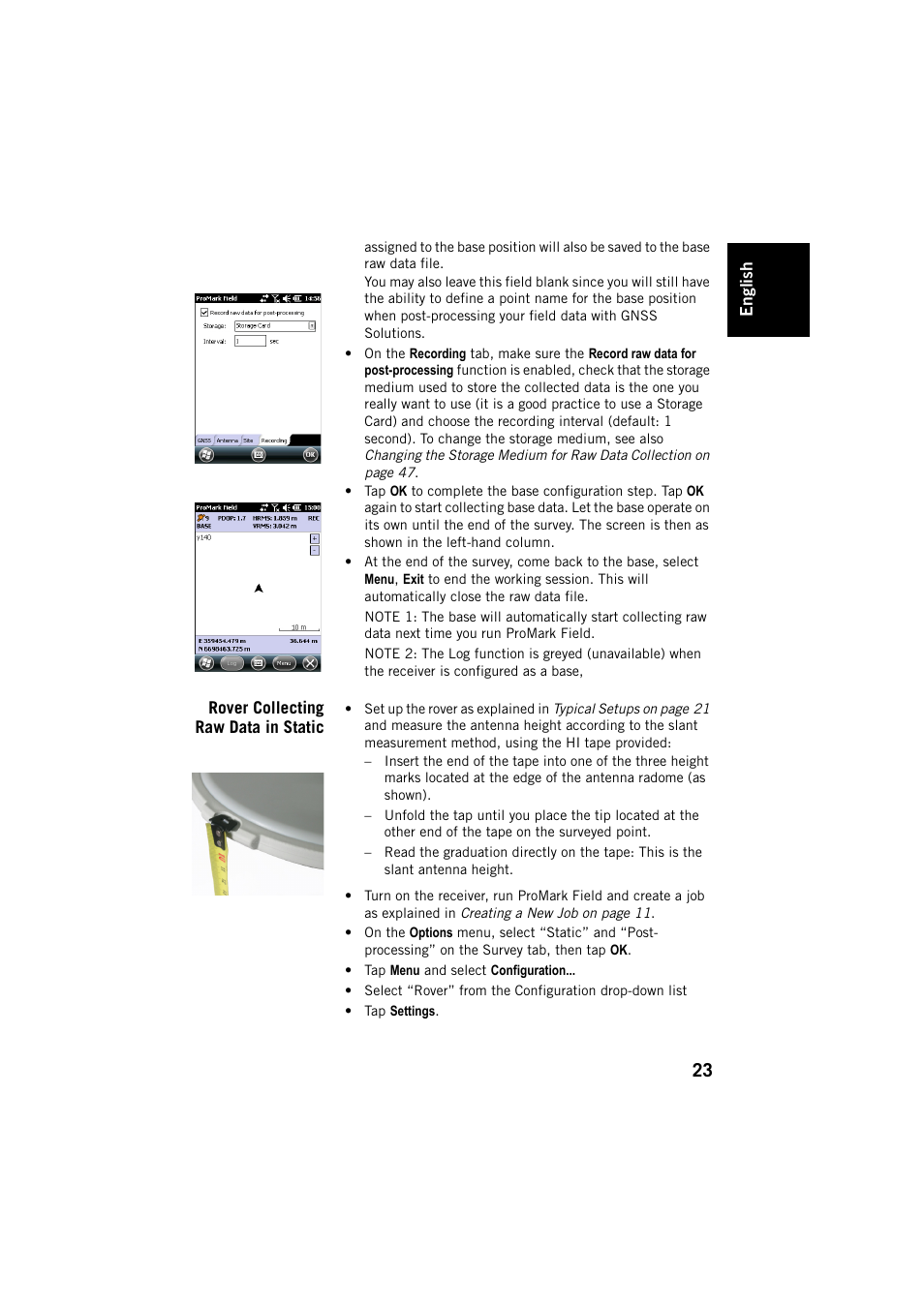 Rover collecting raw data in static | Spectra Precision ProMark Field Software User Manual | Page 29 / 72