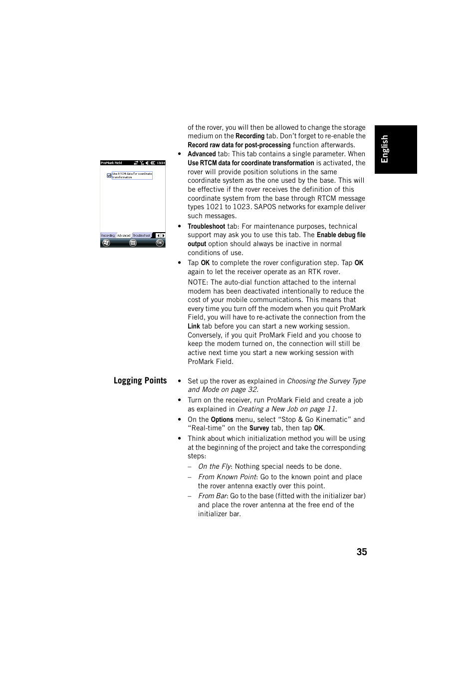 Logging points | Spectra Precision ProMark Field Software User Manual | Page 41 / 72