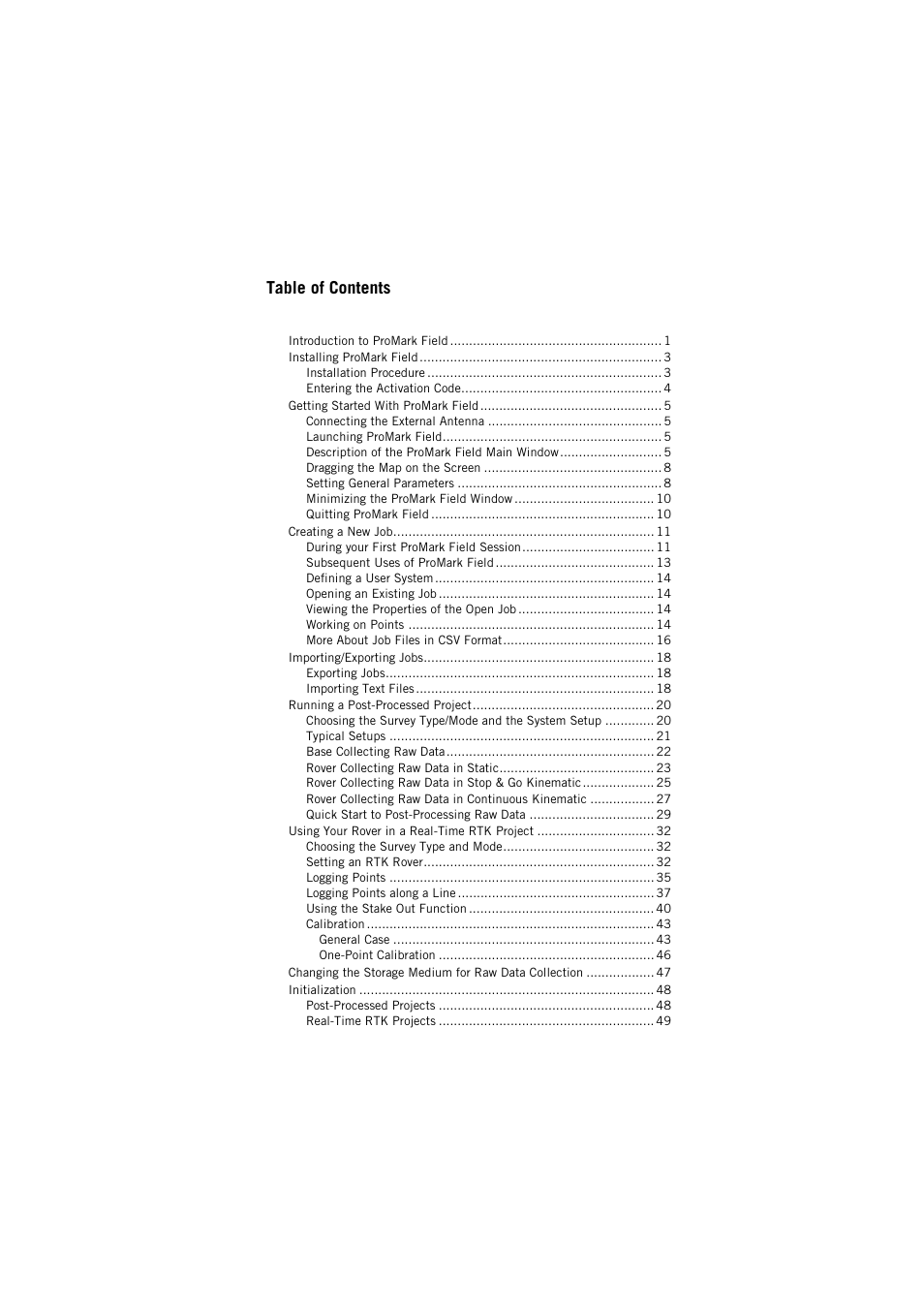 Spectra Precision ProMark Field Software User Manual | Page 5 / 72