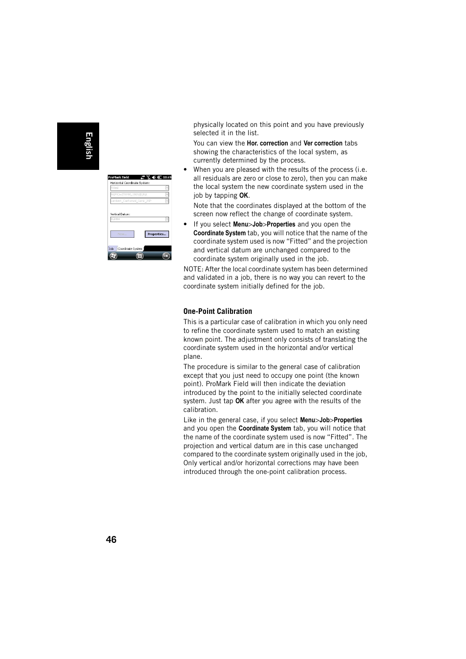 One-point calibration | Spectra Precision ProMark Field Software User Manual | Page 52 / 72