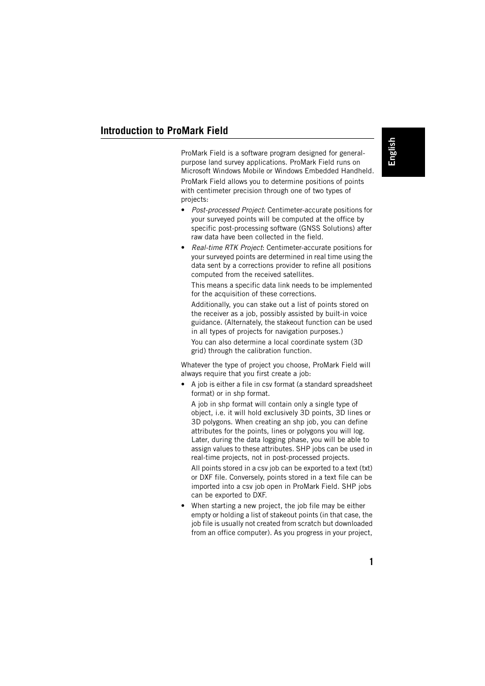 Introduction to promark field | Spectra Precision ProMark Field Software User Manual | Page 7 / 72