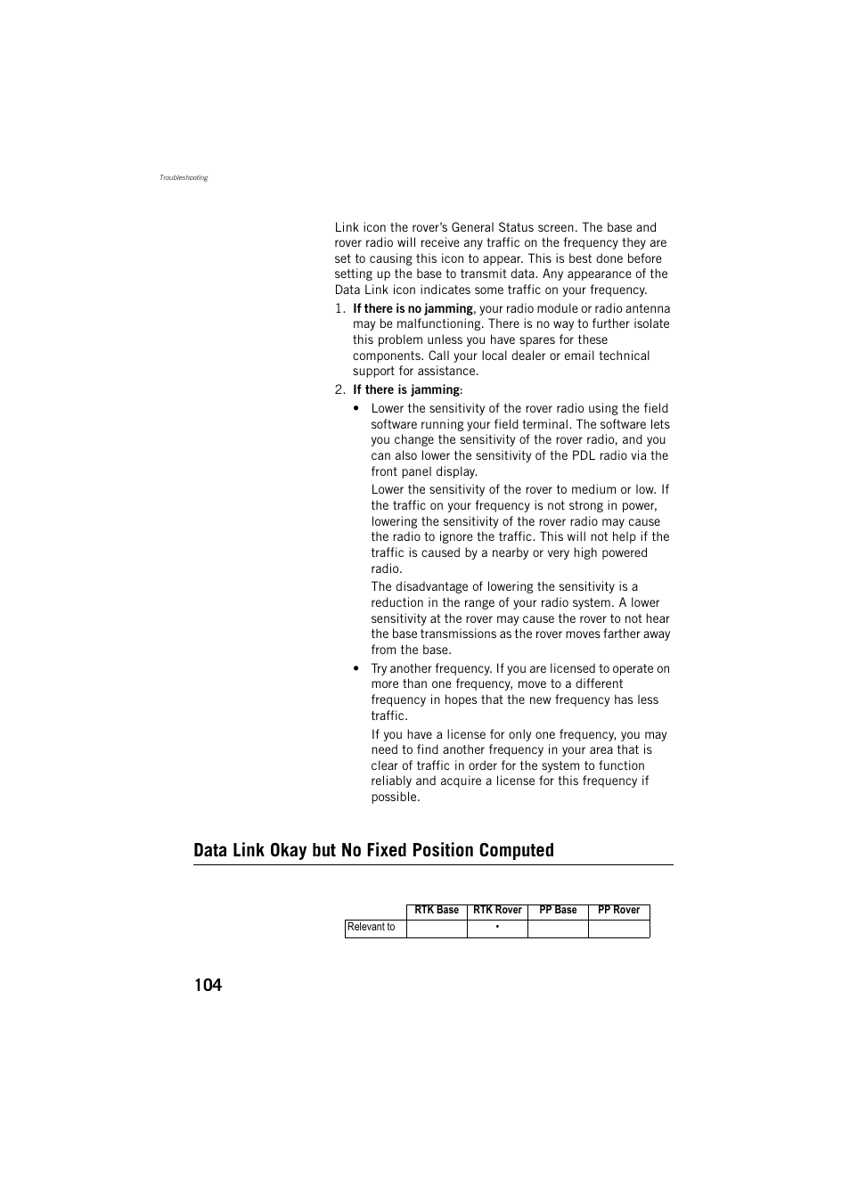 Data link okay but no fixed position computed | Spectra Precision ProMark 800 Reference Manual User Manual | Page 116 / 428