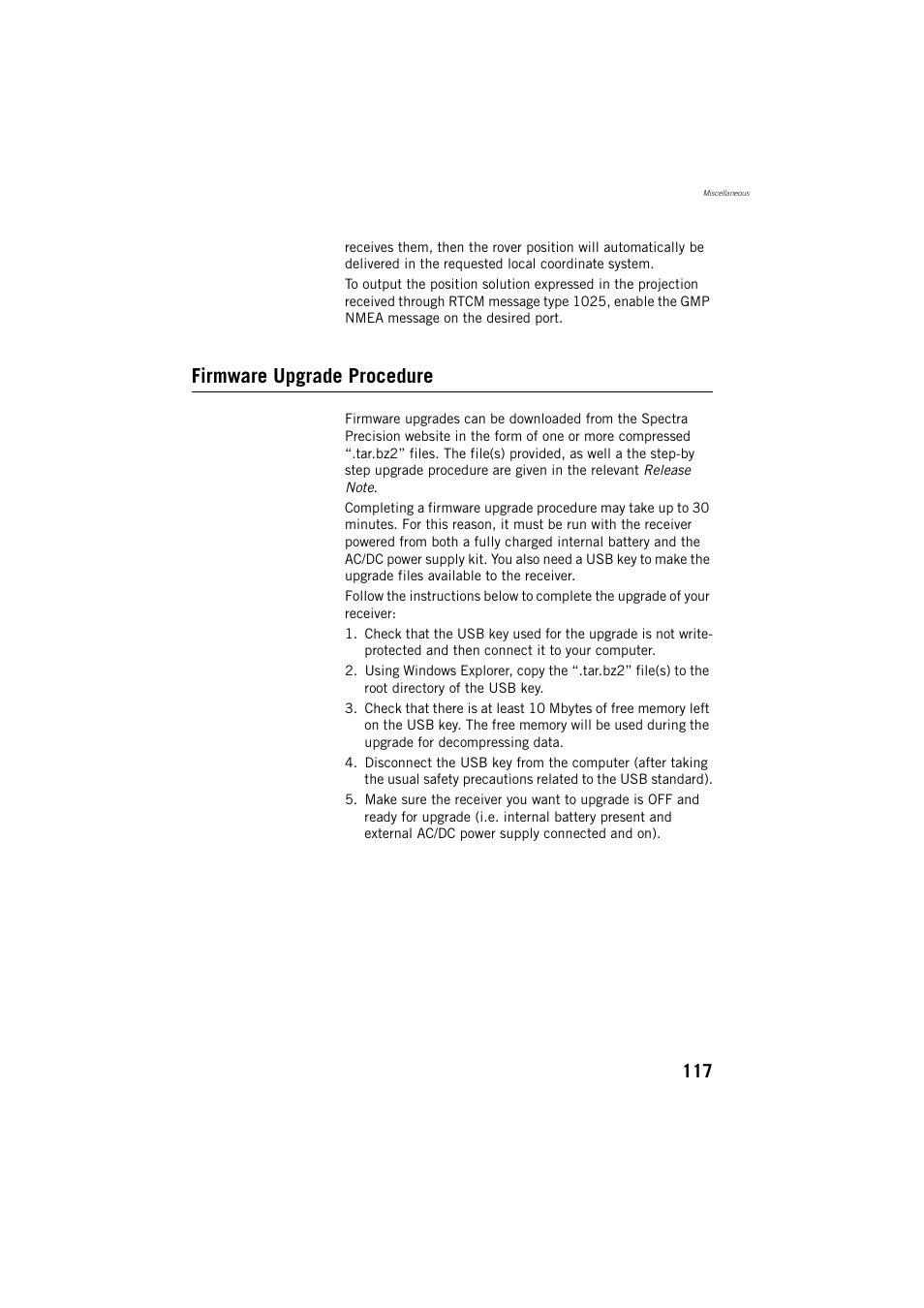 Firmware upgrade procedure | Spectra Precision ProMark 800 Reference Manual User Manual | Page 129 / 428