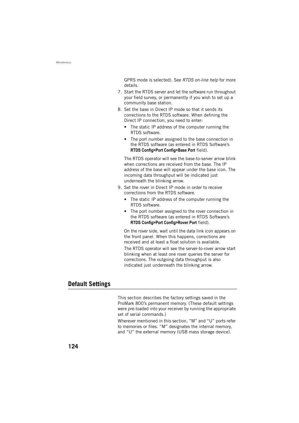 Default settings | Spectra Precision ProMark 800 Reference Manual User Manual | Page 136 / 428