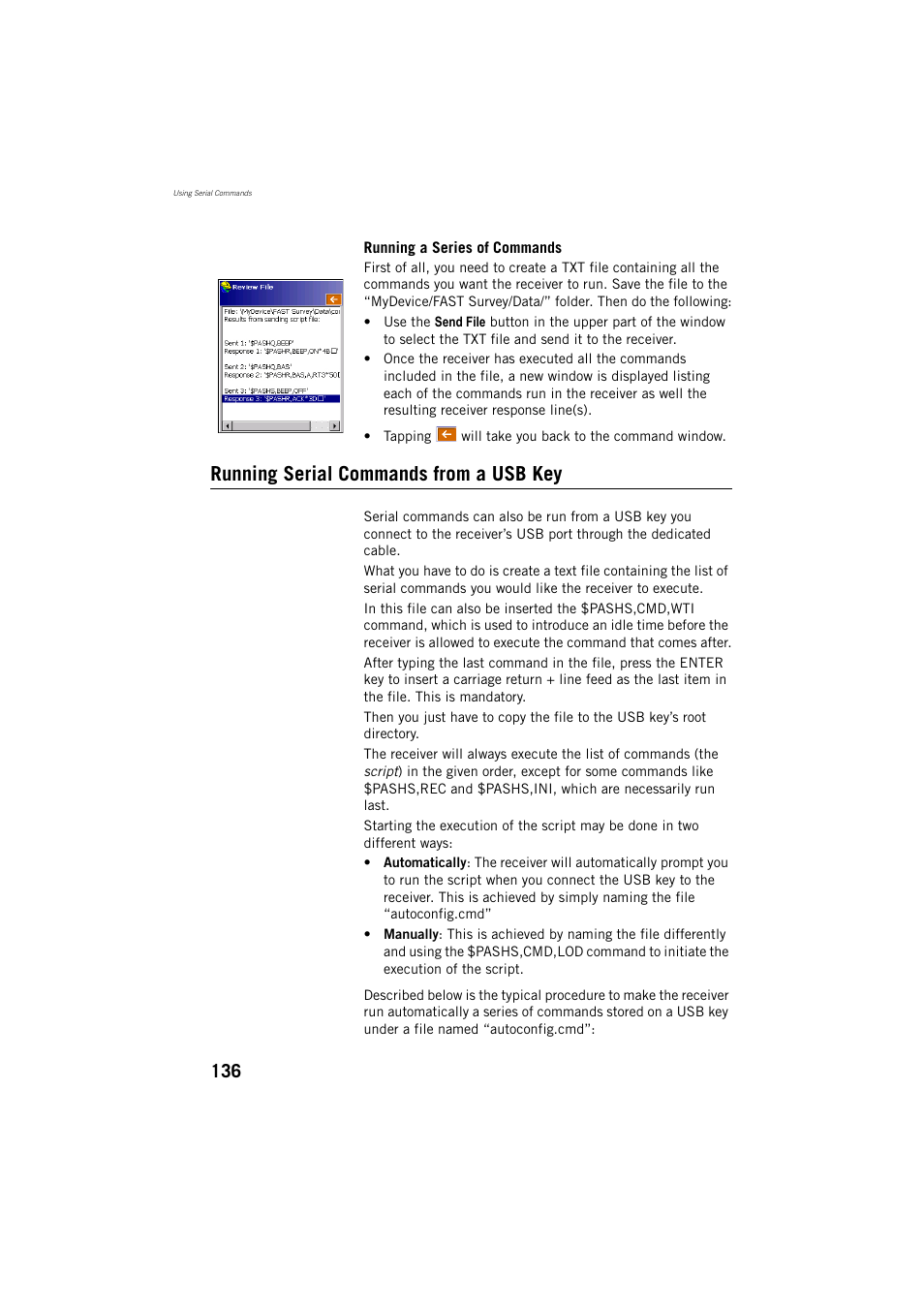 Running serial commands from a usb key | Spectra Precision ProMark 800 Reference Manual User Manual | Page 148 / 428