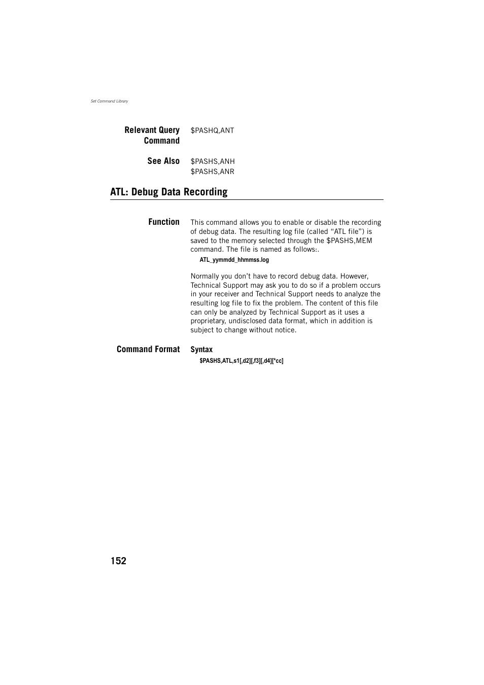 Atl: debug data recording | Spectra Precision ProMark 800 Reference Manual User Manual | Page 164 / 428
