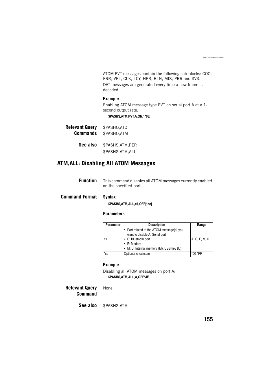 Atm,all: disabling all atom messages | Spectra Precision ProMark 800 Reference Manual User Manual | Page 167 / 428