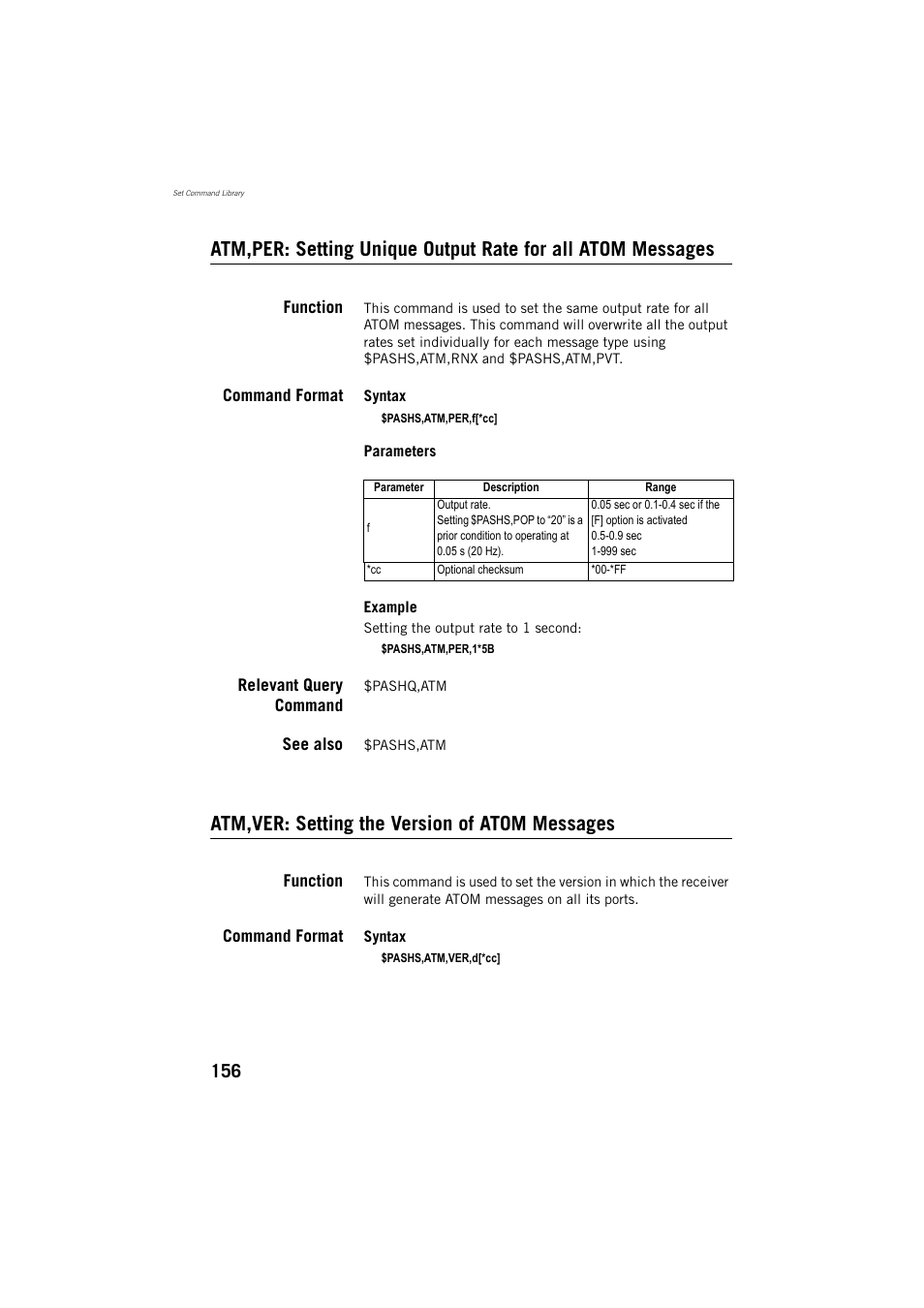 Atm,ver: setting the version of atom messages | Spectra Precision ProMark 800 Reference Manual User Manual | Page 168 / 428