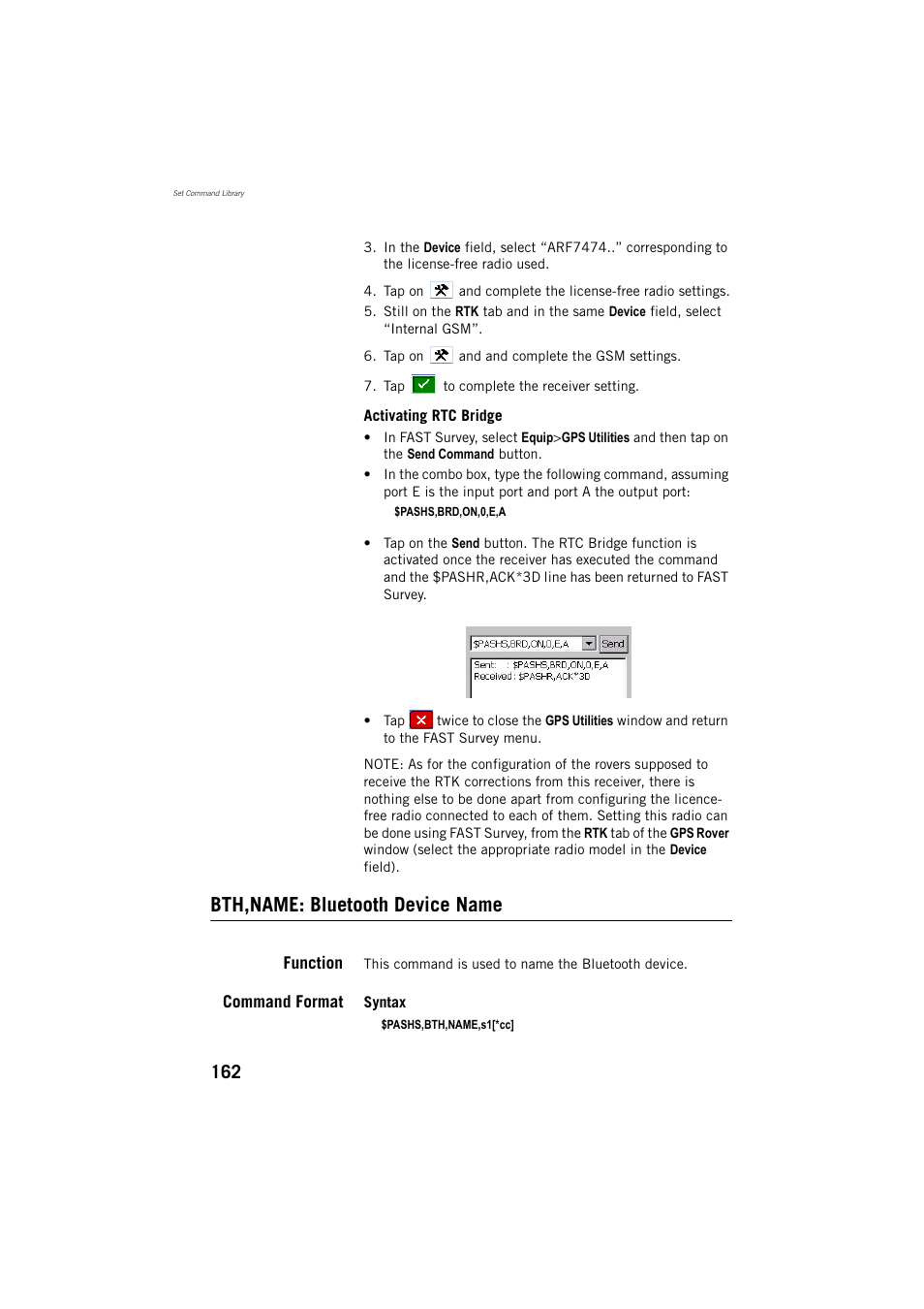 Bth,name: bluetooth device name | Spectra Precision ProMark 800 Reference Manual User Manual | Page 174 / 428