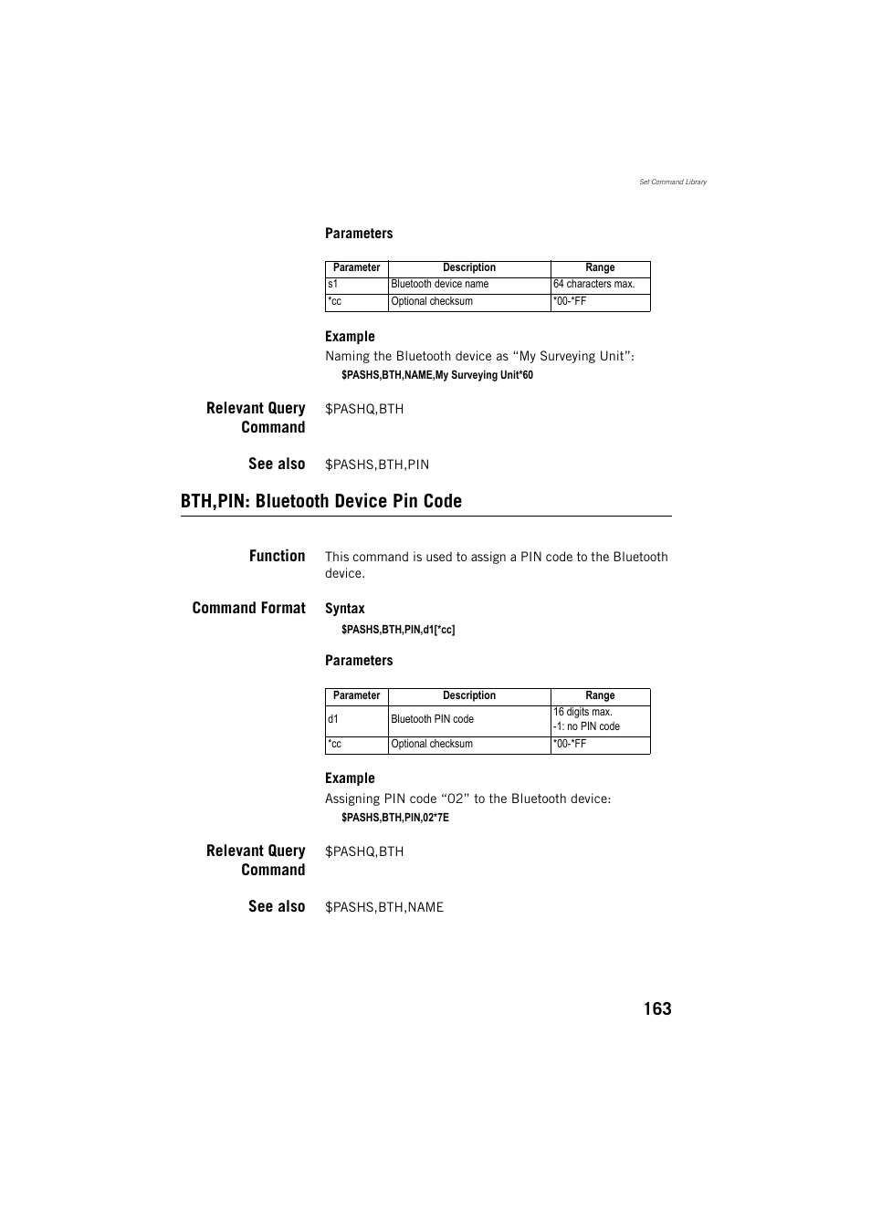 Bth,pin: bluetooth device pin code | Spectra Precision ProMark 800 Reference Manual User Manual | Page 175 / 428