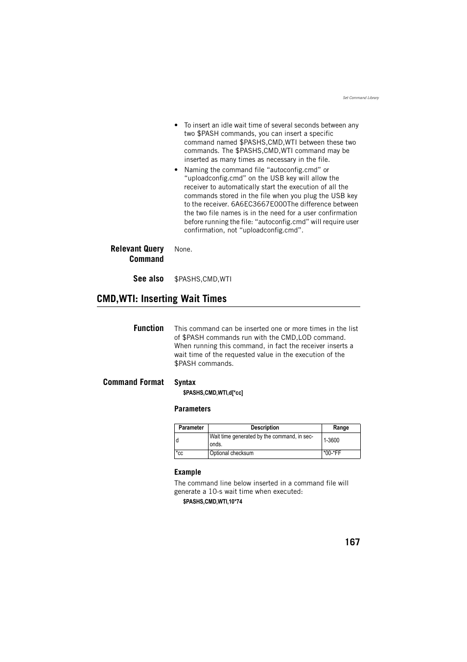 Cmd,wti: inserting wait times | Spectra Precision ProMark 800 Reference Manual User Manual | Page 179 / 428