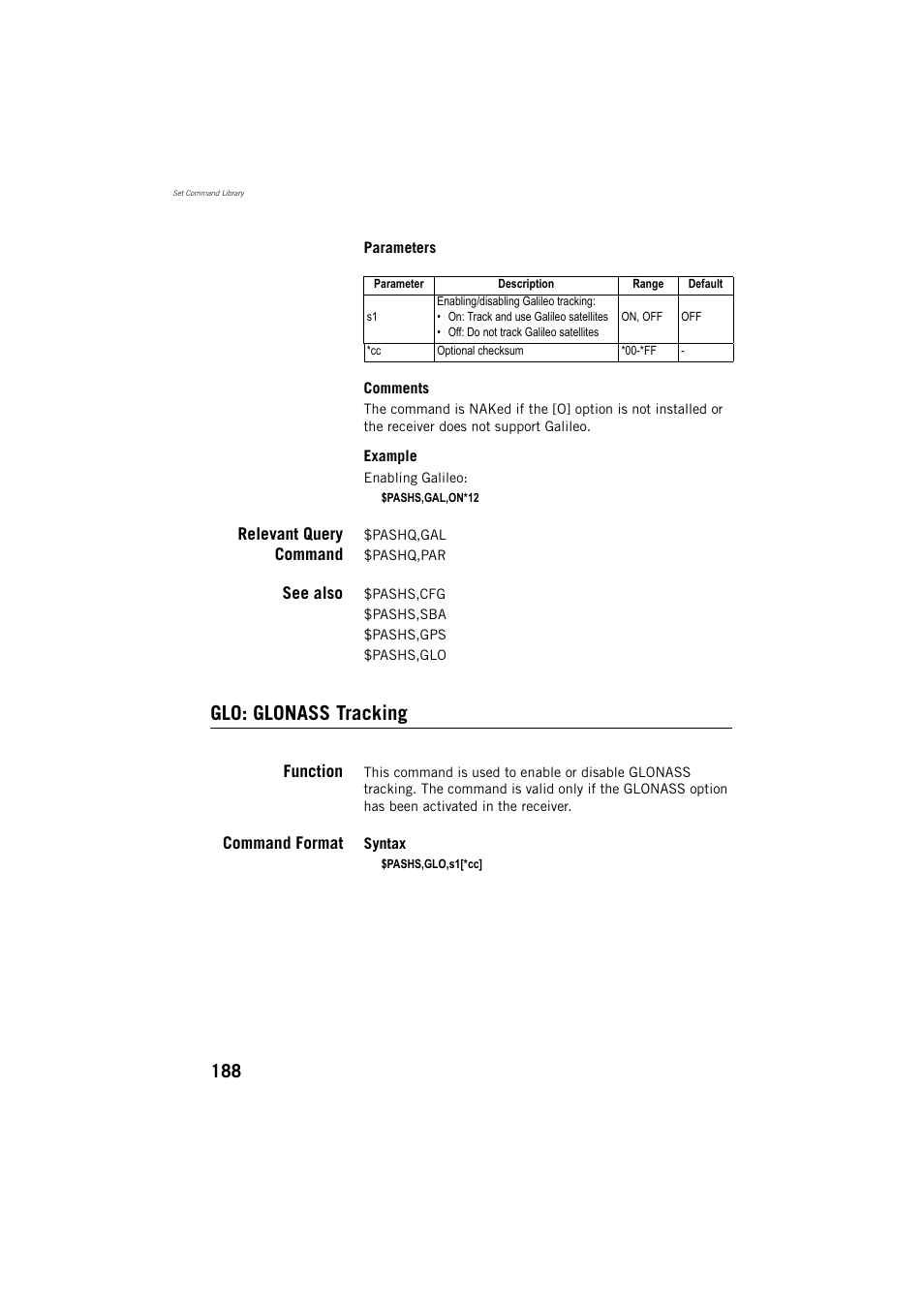Glo: glonass tracking | Spectra Precision ProMark 800 Reference Manual User Manual | Page 200 / 428