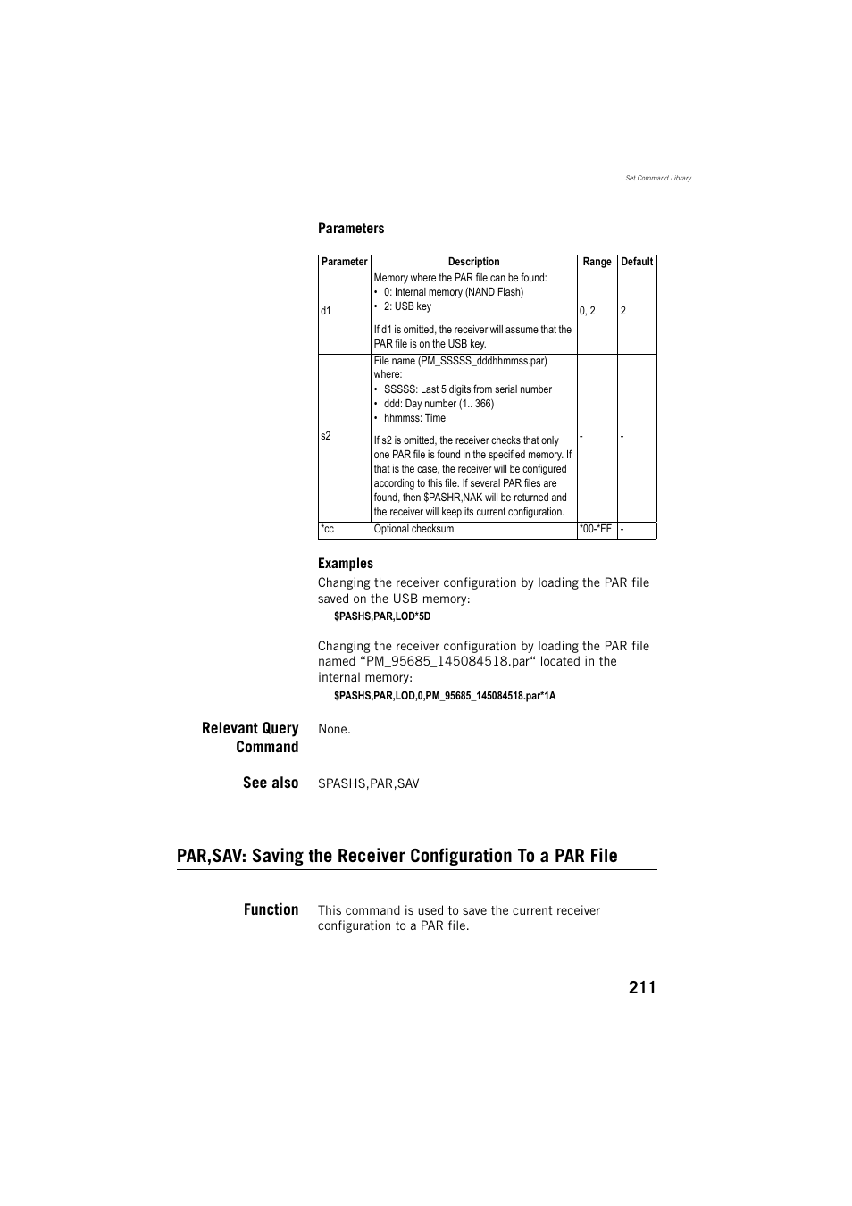 Relevant query command, See also, Function | Spectra Precision ProMark 800 Reference Manual User Manual | Page 223 / 428